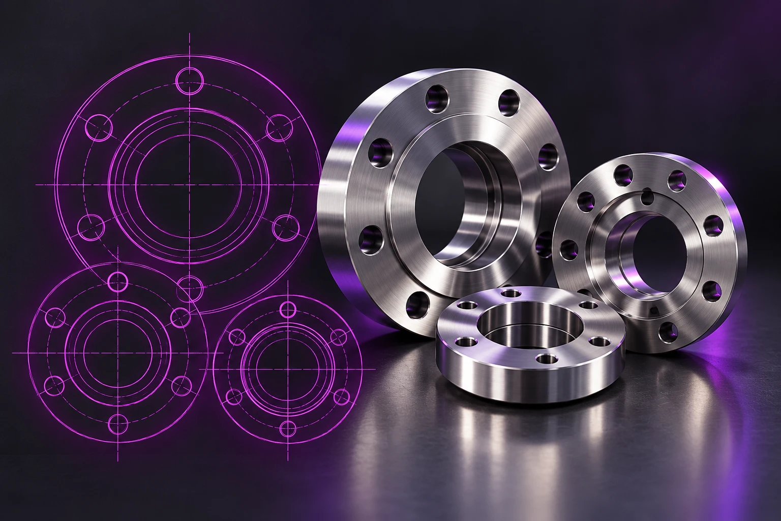 Flanges: desenho 2D e representação realista