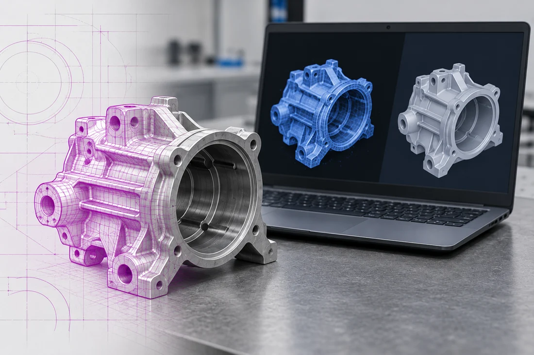Dados para reconstrução CAD — transição de desenho técnico para representação realista